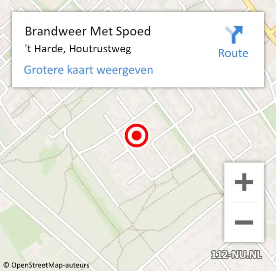 Locatie op kaart van de 112 melding: Brandweer Met Spoed Naar 't Harde, Houtrustweg op 15 oktober 2024 06:01