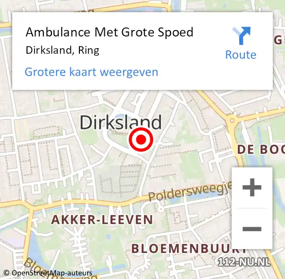 Locatie op kaart van de 112 melding: Ambulance Met Grote Spoed Naar Dirksland, Ring op 15 oktober 2024 06:08