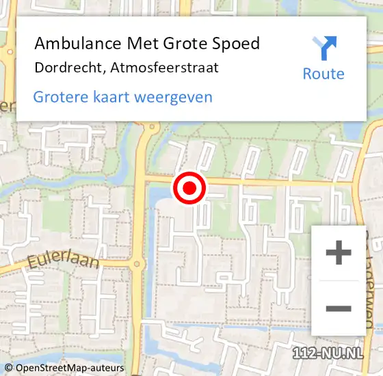 Locatie op kaart van de 112 melding: Ambulance Met Grote Spoed Naar Dordrecht, Atmosfeerstraat op 15 oktober 2024 06:49