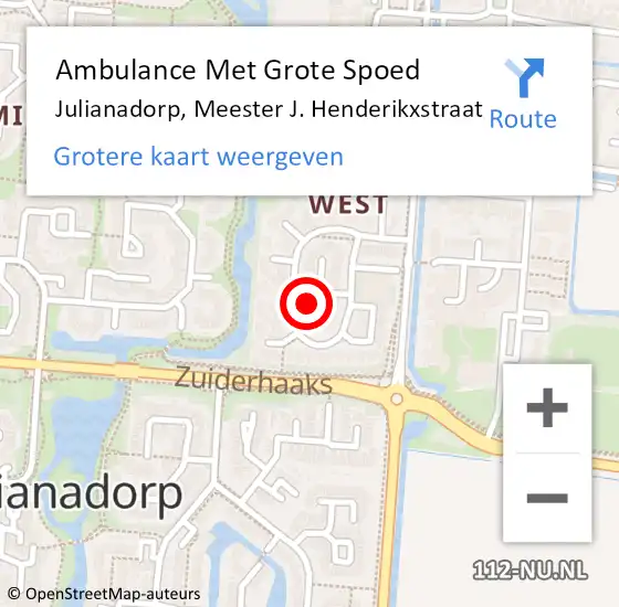 Locatie op kaart van de 112 melding: Ambulance Met Grote Spoed Naar Julianadorp, Meester J. Henderikxstraat op 15 oktober 2024 06:55