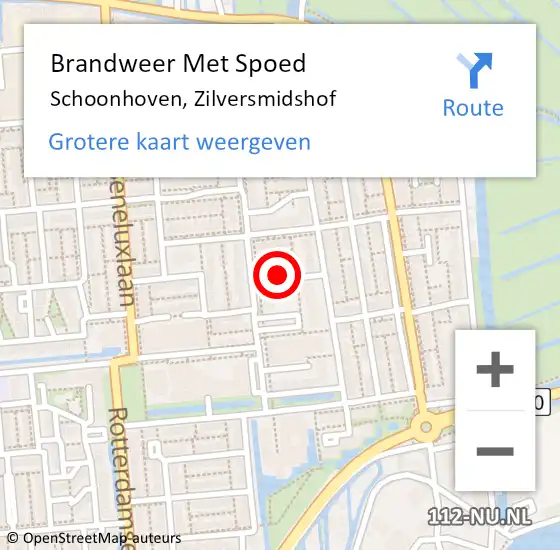 Locatie op kaart van de 112 melding: Brandweer Met Spoed Naar Schoonhoven, Zilversmidshof op 15 oktober 2024 07:42