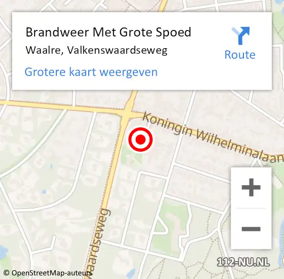 Locatie op kaart van de 112 melding: Brandweer Met Grote Spoed Naar Waalre, Valkenswaardseweg op 15 oktober 2024 08:16