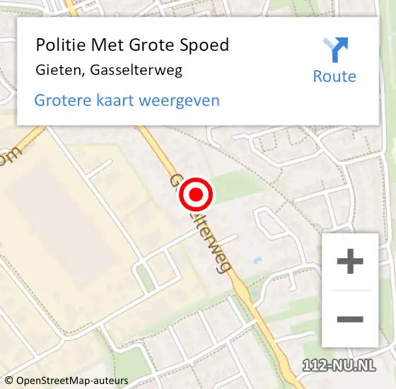 Locatie op kaart van de 112 melding: Politie Met Grote Spoed Naar Gieten, Gasselterweg op 15 oktober 2024 08:42