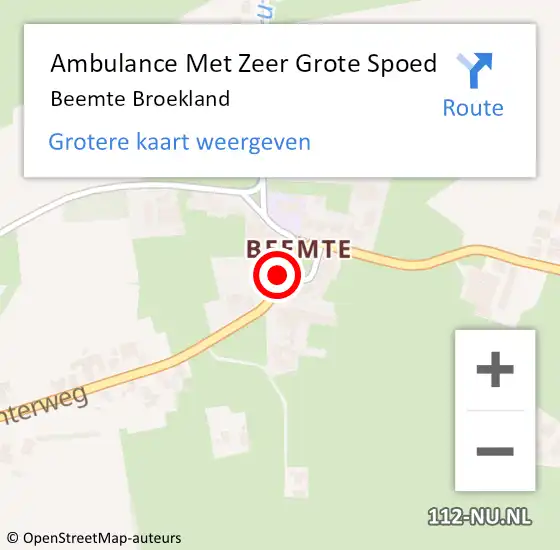 Locatie op kaart van de 112 melding: Ambulance Met Zeer Grote Spoed Naar Beemte Broekland op 15 oktober 2024 08:46