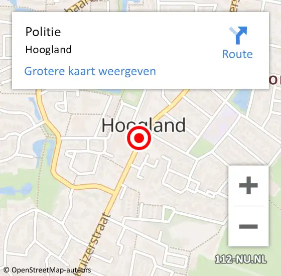 Locatie op kaart van de 112 melding: Politie Hoogland op 15 oktober 2024 08:49