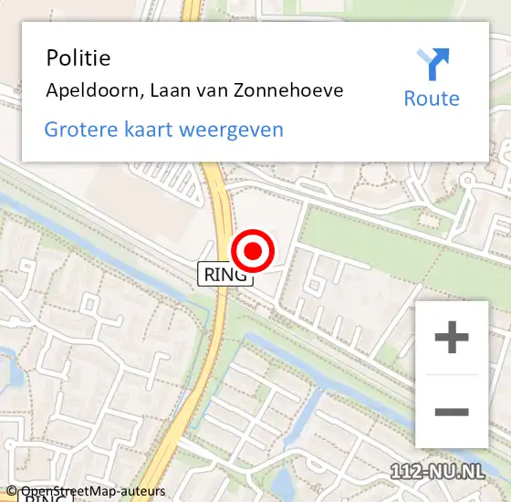 Locatie op kaart van de 112 melding: Politie Apeldoorn, Laan van Zonnehoeve op 15 oktober 2024 08:49