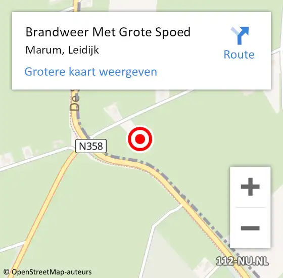 Locatie op kaart van de 112 melding: Brandweer Met Grote Spoed Naar Marum, Leidijk op 23 oktober 2014 13:31