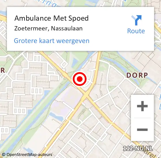 Locatie op kaart van de 112 melding: Ambulance Met Spoed Naar Zoetermeer, Nassaulaan op 15 oktober 2024 09:17