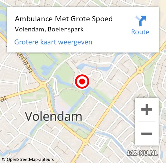 Locatie op kaart van de 112 melding: Ambulance Met Grote Spoed Naar Volendam, Boelenspark op 15 oktober 2024 09:17