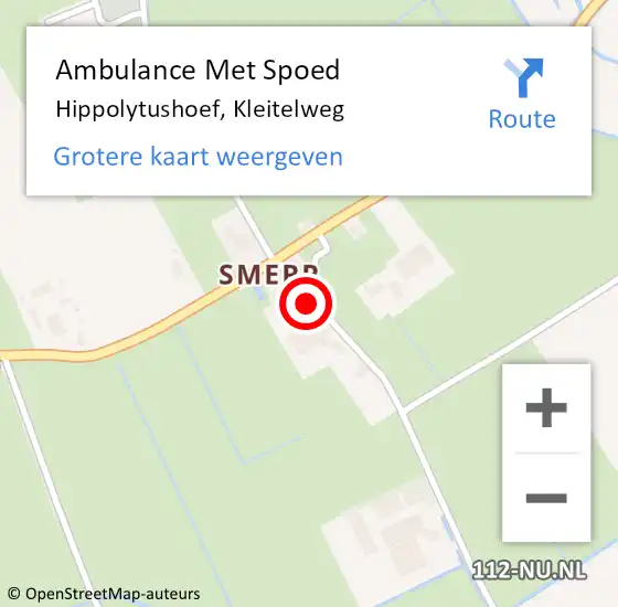 Locatie op kaart van de 112 melding: Ambulance Met Spoed Naar Hippolytushoef, Kleitelweg op 15 oktober 2024 09:24