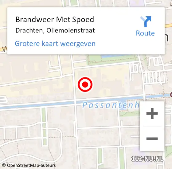 Locatie op kaart van de 112 melding: Brandweer Met Spoed Naar Drachten, Oliemolenstraat op 15 oktober 2024 09:29