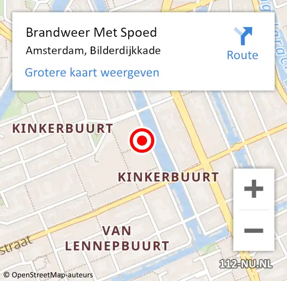 Locatie op kaart van de 112 melding: Brandweer Met Spoed Naar Amsterdam, Bilderdijkkade op 15 oktober 2024 09:39