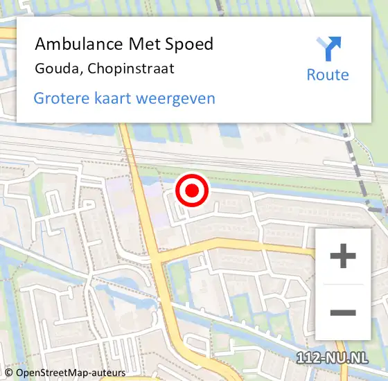 Locatie op kaart van de 112 melding: Ambulance Met Spoed Naar Gouda, Chopinstraat op 15 oktober 2024 09:43