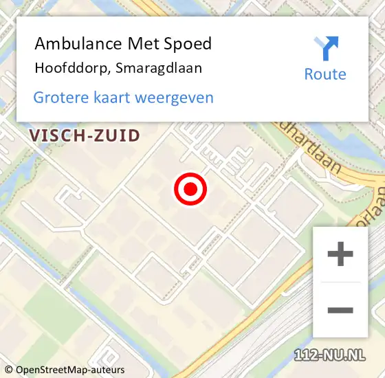 Locatie op kaart van de 112 melding: Ambulance Met Spoed Naar Hoofddorp, Smaragdlaan op 15 oktober 2024 09:48