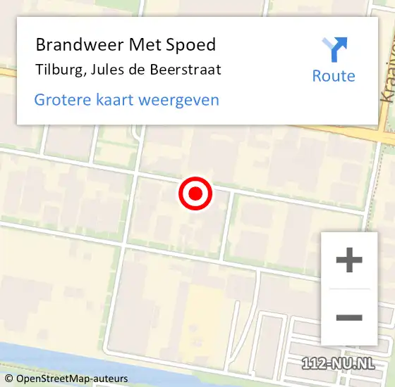 Locatie op kaart van de 112 melding: Brandweer Met Spoed Naar Tilburg, Jules de Beerstraat op 15 oktober 2024 09:54