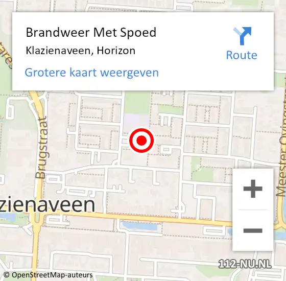 Locatie op kaart van de 112 melding: Brandweer Met Spoed Naar Klazienaveen, Horizon op 15 oktober 2024 10:04