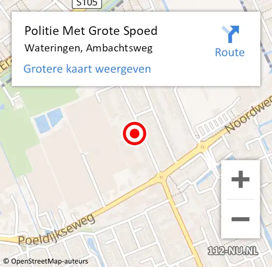 Locatie op kaart van de 112 melding: Politie Met Grote Spoed Naar Wateringen, Ambachtsweg op 15 oktober 2024 10:11