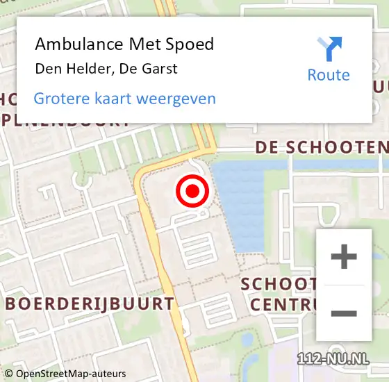 Locatie op kaart van de 112 melding: Ambulance Met Spoed Naar Den Helder, De Garst op 15 oktober 2024 10:28