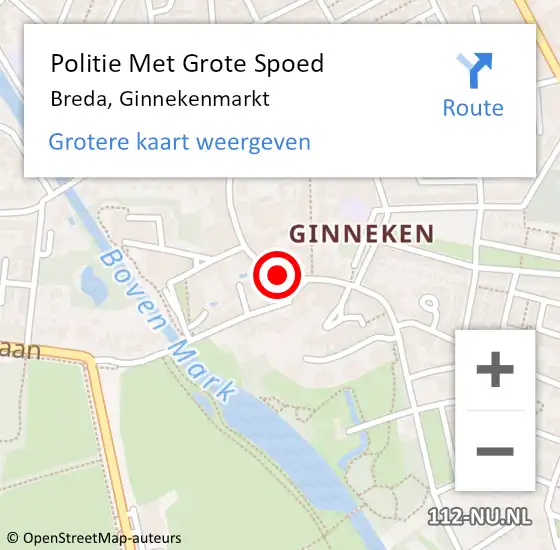 Locatie op kaart van de 112 melding: Politie Met Grote Spoed Naar Breda, Ginnekenmarkt op 15 oktober 2024 10:29