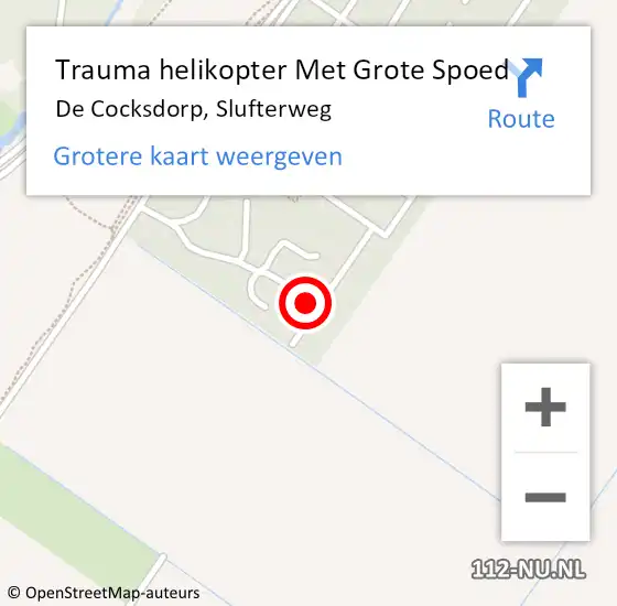 Locatie op kaart van de 112 melding: Trauma helikopter Met Grote Spoed Naar De Cocksdorp, Slufterweg op 15 oktober 2024 11:07