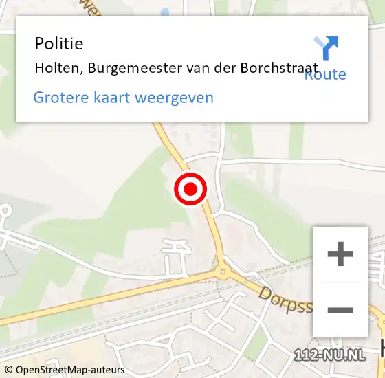 Locatie op kaart van de 112 melding: Politie Holten, Burgemeester van der Borchstraat op 15 oktober 2024 11:12