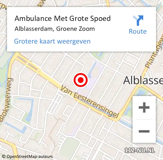 Locatie op kaart van de 112 melding: Ambulance Met Grote Spoed Naar Alblasserdam, Groene Zoom op 15 oktober 2024 11:23