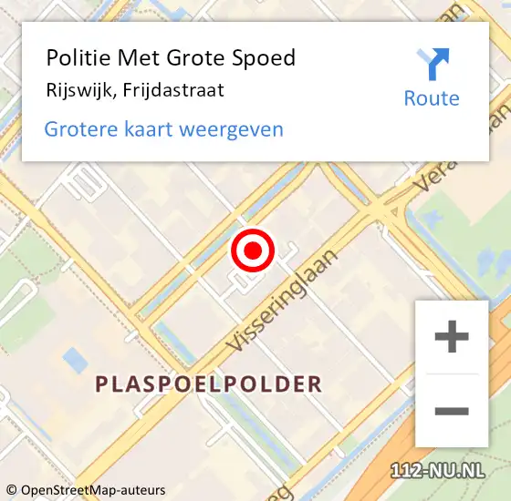 Locatie op kaart van de 112 melding: Politie Met Grote Spoed Naar Rijswijk, Frijdastraat op 15 oktober 2024 11:23