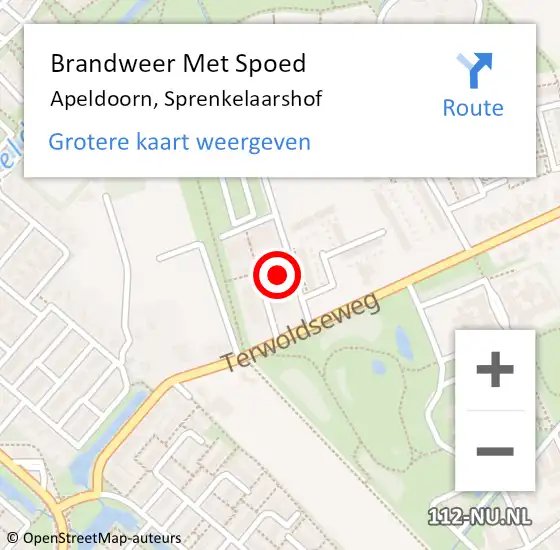 Locatie op kaart van de 112 melding: Brandweer Met Spoed Naar Apeldoorn, Sprenkelaarshof op 15 oktober 2024 11:31