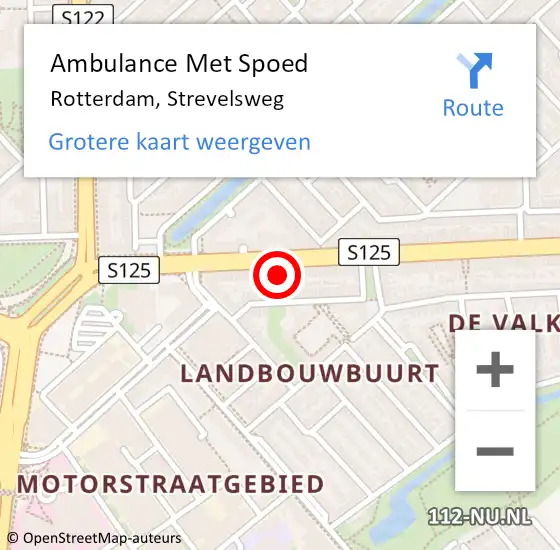 Locatie op kaart van de 112 melding: Ambulance Met Spoed Naar Rotterdam, Strevelsweg op 15 oktober 2024 11:34