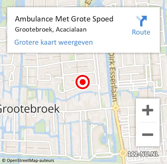 Locatie op kaart van de 112 melding: Ambulance Met Grote Spoed Naar Grootebroek, Acacialaan op 15 oktober 2024 11:36