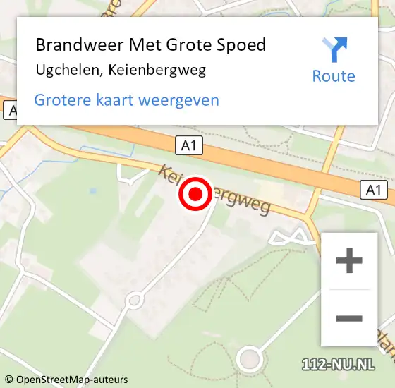 Locatie op kaart van de 112 melding: Brandweer Met Grote Spoed Naar Ugchelen, Keienbergweg op 15 oktober 2024 11:50