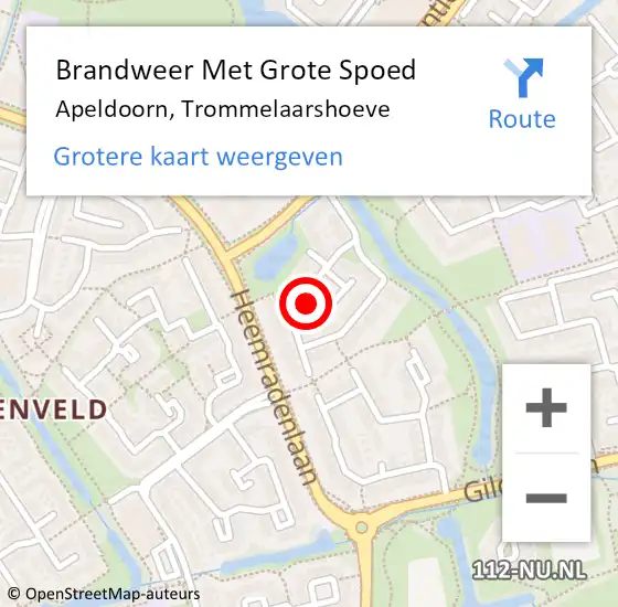 Locatie op kaart van de 112 melding: Brandweer Met Grote Spoed Naar Apeldoorn, Trommelaarshoeve op 15 oktober 2024 12:21