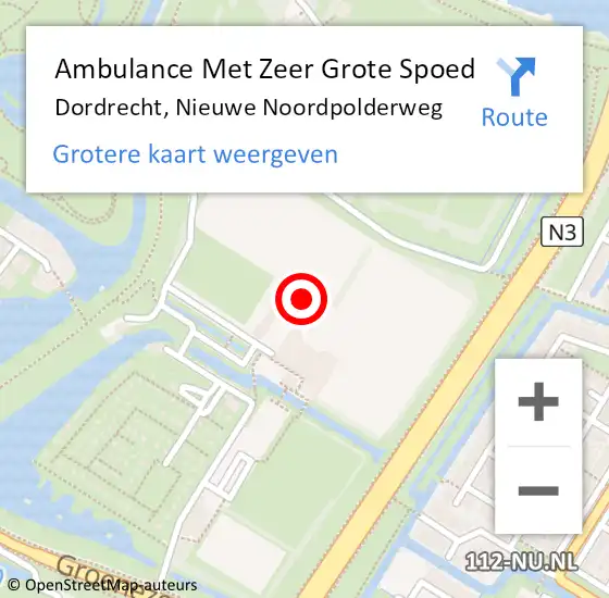 Locatie op kaart van de 112 melding: Ambulance Met Zeer Grote Spoed Naar Dordrecht, Nieuwe Noordpolderweg op 15 oktober 2024 12:30