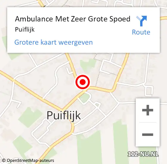 Locatie op kaart van de 112 melding: Ambulance Met Zeer Grote Spoed Naar Puiflijk op 15 oktober 2024 12:37