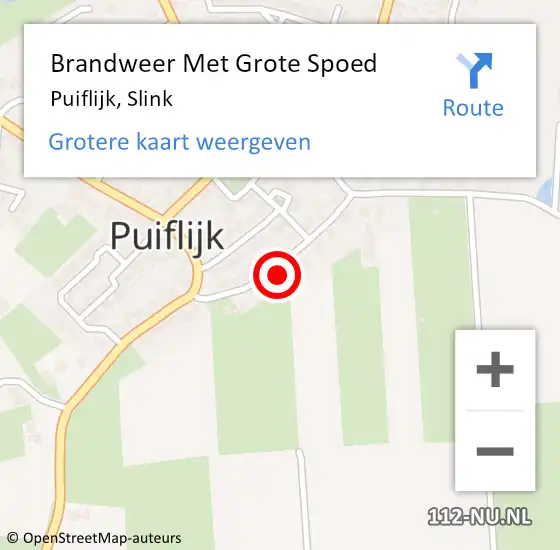 Locatie op kaart van de 112 melding: Brandweer Met Grote Spoed Naar Puiflijk, Slink op 15 oktober 2024 12:37