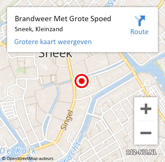 Locatie op kaart van de 112 melding: Brandweer Met Grote Spoed Naar Sneek, Kleinzand op 15 oktober 2024 12:39