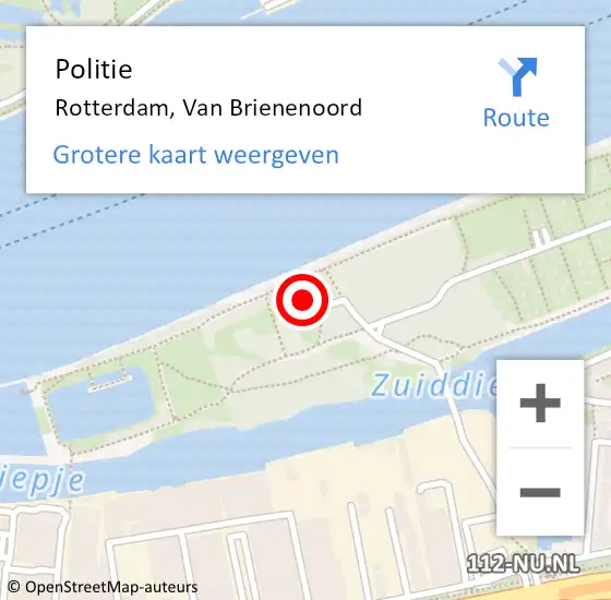 Locatie op kaart van de 112 melding: Politie Rotterdam, Van Brienenoord op 15 oktober 2024 12:47