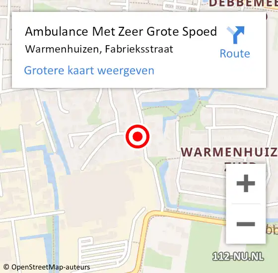 Locatie op kaart van de 112 melding: Ambulance Met Zeer Grote Spoed Naar Warmenhuizen, Fabrieksstraat op 15 oktober 2024 12:51