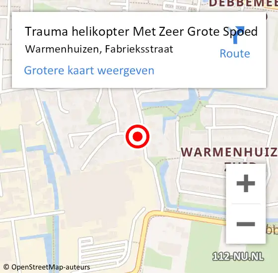 Locatie op kaart van de 112 melding: Trauma helikopter Met Zeer Grote Spoed Naar Warmenhuizen, Fabrieksstraat op 15 oktober 2024 13:04