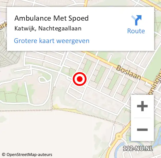 Locatie op kaart van de 112 melding: Ambulance Met Spoed Naar Katwijk, Nachtegaallaan op 15 oktober 2024 13:10