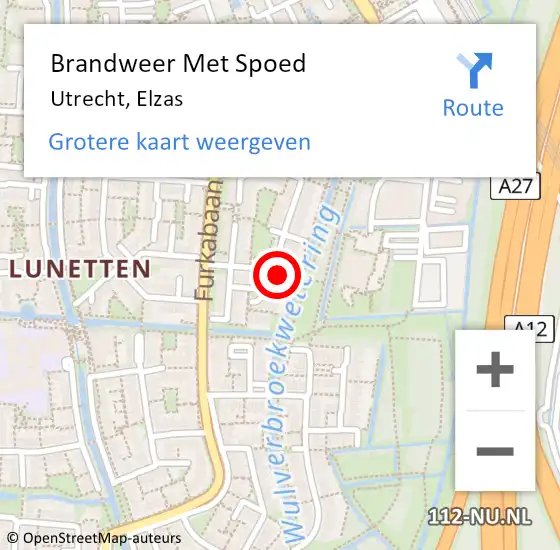 Locatie op kaart van de 112 melding: Brandweer Met Spoed Naar Utrecht, Elzas op 15 oktober 2024 13:20