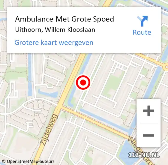 Locatie op kaart van de 112 melding: Ambulance Met Grote Spoed Naar Uithoorn, Willem Klooslaan op 15 oktober 2024 13:24