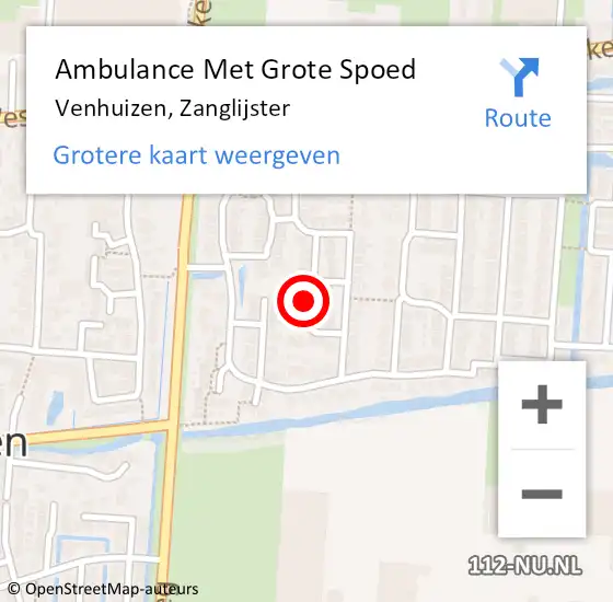 Locatie op kaart van de 112 melding: Ambulance Met Grote Spoed Naar Venhuizen, Zanglijster op 15 oktober 2024 13:27