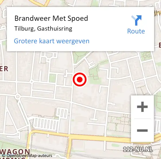 Locatie op kaart van de 112 melding: Brandweer Met Spoed Naar Tilburg, Gasthuisring op 15 oktober 2024 13:30