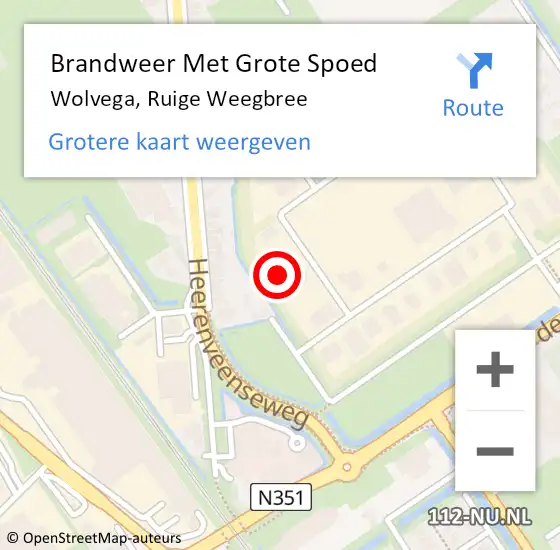 Locatie op kaart van de 112 melding: Brandweer Met Grote Spoed Naar Wolvega, Ruige Weegbree op 15 oktober 2024 13:37