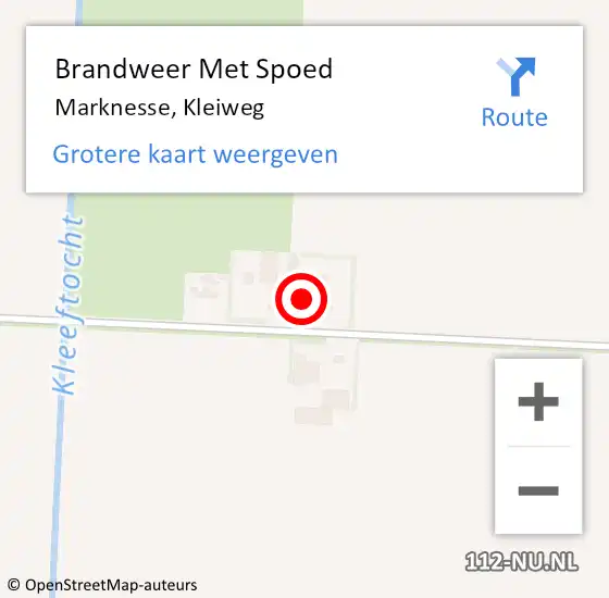 Locatie op kaart van de 112 melding: Brandweer Met Spoed Naar Marknesse, Kleiweg op 15 oktober 2024 13:46