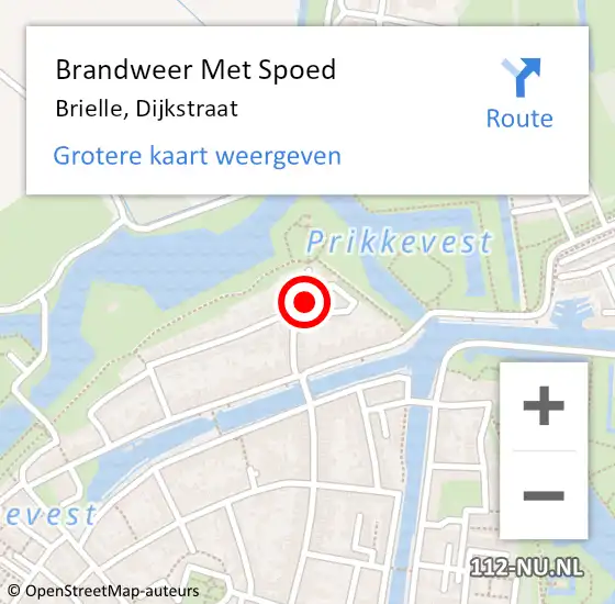 Locatie op kaart van de 112 melding: Brandweer Met Spoed Naar Brielle, Dijkstraat op 15 oktober 2024 13:51