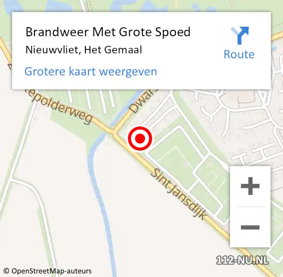 Locatie op kaart van de 112 melding: Brandweer Met Grote Spoed Naar Nieuwvliet, Het Gemaal op 15 oktober 2024 14:33