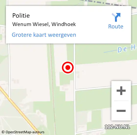 Locatie op kaart van de 112 melding: Politie Wenum Wiesel, Windhoek op 15 oktober 2024 14:33