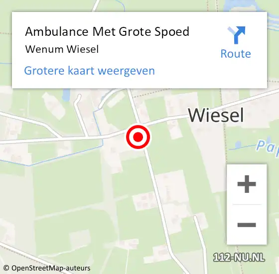 Locatie op kaart van de 112 melding: Ambulance Met Grote Spoed Naar Wenum Wiesel op 15 oktober 2024 14:34